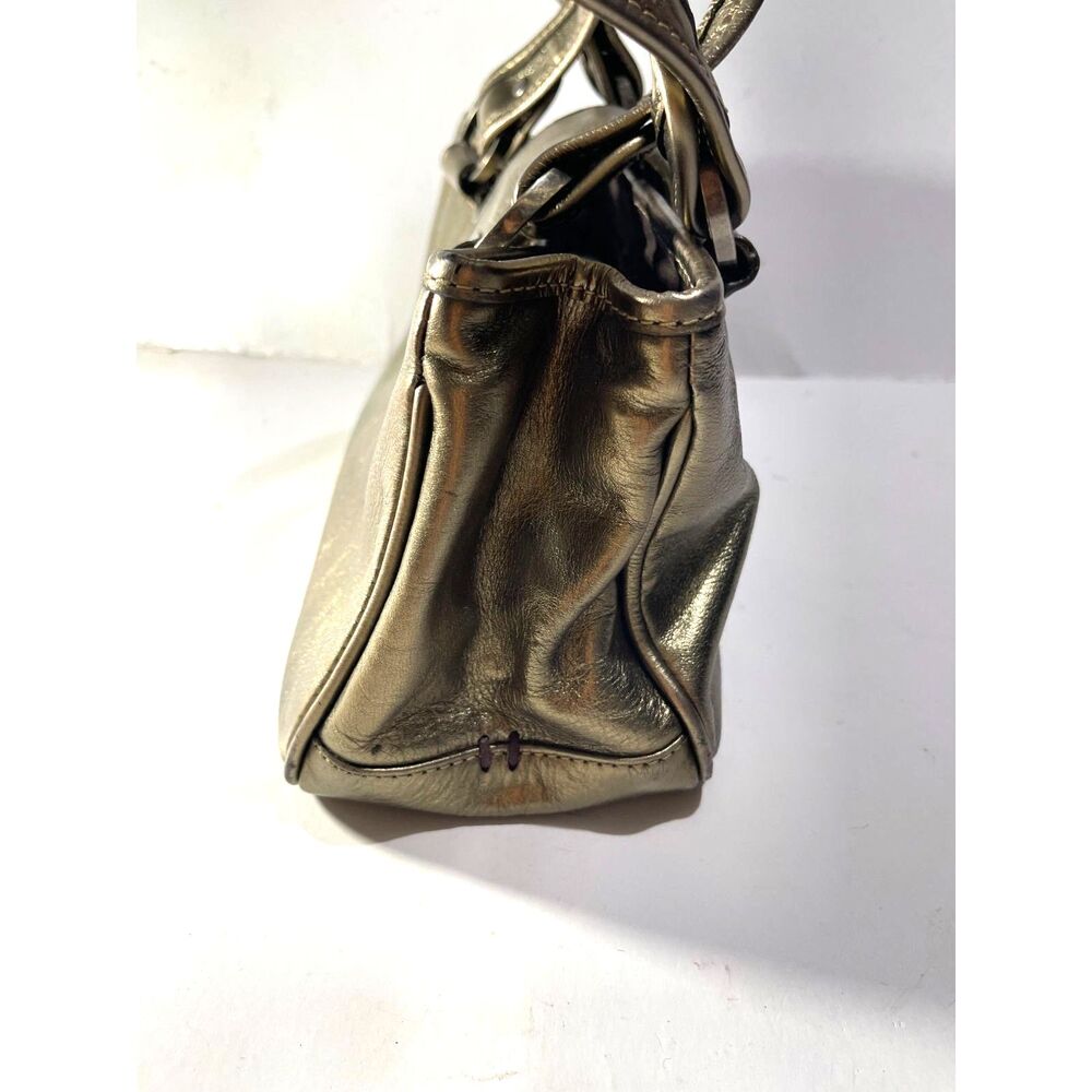 The sack original Y2K mini handbag metallic gold leather crop VTG casual women - Picture 11 of 11